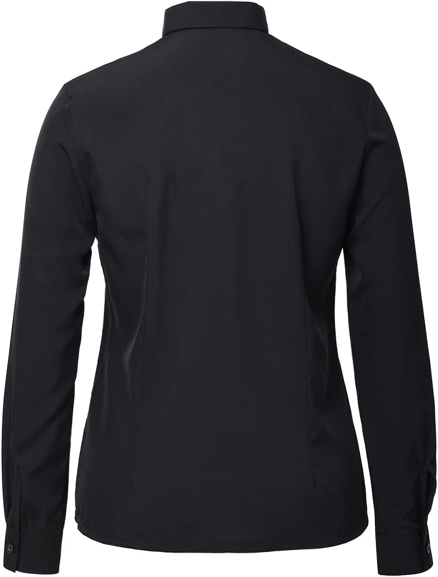 BLESSUME Women Clergy Tab Collared Shirt Long/Short Sleeve Button-Down Blouse - Image 4