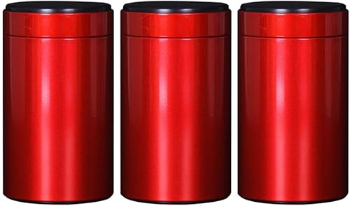 Exceart - Juego de 3 recipientes de acero inoxidable para cereales ideal para azúcar café té y harina rojo tamaño 125 talla 1 Rojo 1