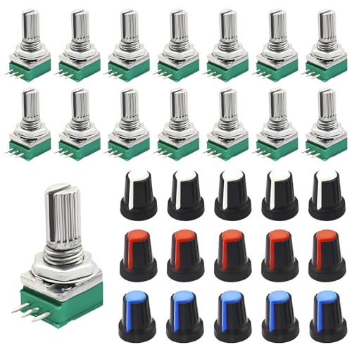 DaFuRui 15Pcs RK097N-3-10K Rotary Potentiometers with Knobs