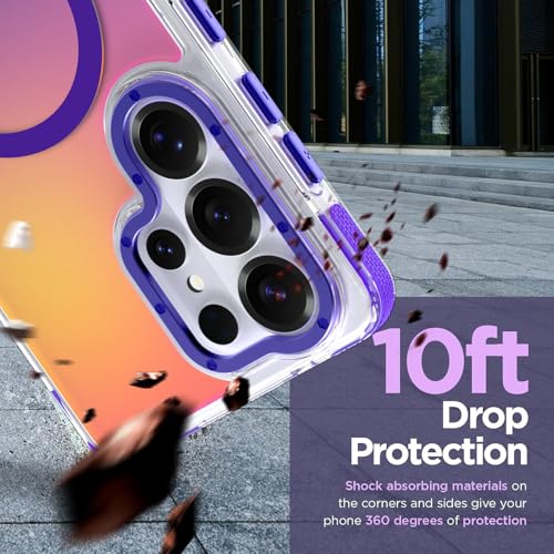 Image of Magnetic Case for Samsung Galaxy S26 Ultra [Compatible with Magsafe] [Cute Fashion Fluorescent Design] [1 Screen Protector] Slim Translucent Matte Case for Galaxy S26 Ultra 6.9 inch, Purple