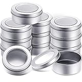 2 Ounce Metal Tin Cans Round Empty Container Cans with Clear Top for Kitchen, Office, Candles, Candies (12 Packs)