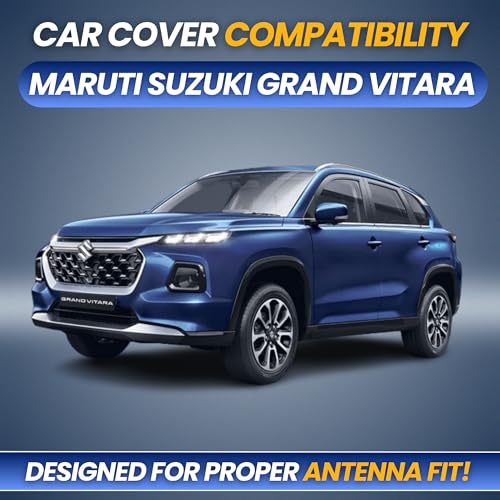 Image of Car Cover for Maruti Suzuki Grand Vitara 2022-2026 | 100% Waterproof Heavy-Duty 3-Layer Car Body Cover | All-Weather Rain, UV, Sun & Dust Protection | Custom Fit | Antenna Pocket | Navy Blue