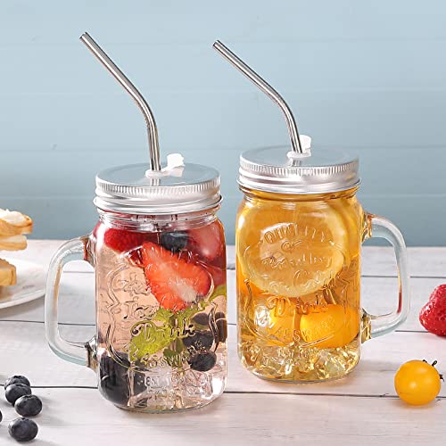 Ysjilide Smoothie Cup With Lid And Straw, Iced Coffee Cup Reusable, Mason Jar Cups, Mason Jar Drinking Glasses For Juice Coffee Milkshake, Mason Jars With Handle Set Of 2 (Whtie) #TOP1