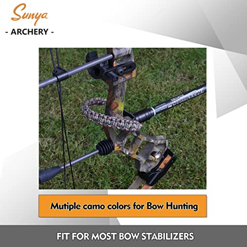 Sunya Archery Bow Wrist Sling, 550 Paracord Strap Comfortable On Hand.100% Full Grain Leather Yoke, Multiple Camo Colors.fit Compound Bow Stabilizer & Recurve. (Expedition Camo 29-6896) #TOP1