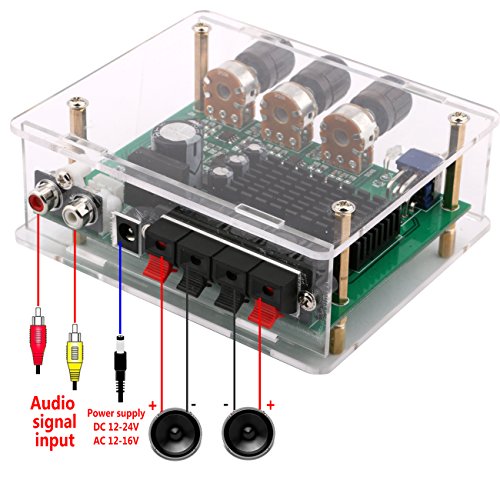 Yeeco Digital Amplifier Board Dual Channel 80W+80W DC12V-24V / AC14V-17V Audio Power Amplifier Board Car Audio Stereo AMP Module with Volume Knob RCA Audio Input for Audio System DIY Speakers
