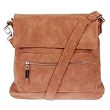  Schultertasche Used Look Handtasche Umhängetasche Shopper Tasche Bag Street (Cognac)