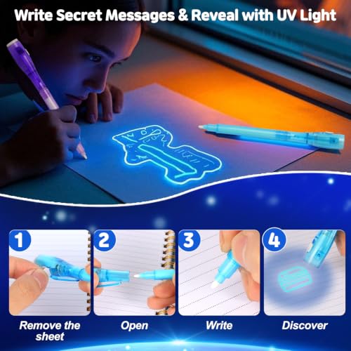 Daemson 75PCS Invisible Ink Pen with UV Light, Spy Pens, Black Light Pen - image 4