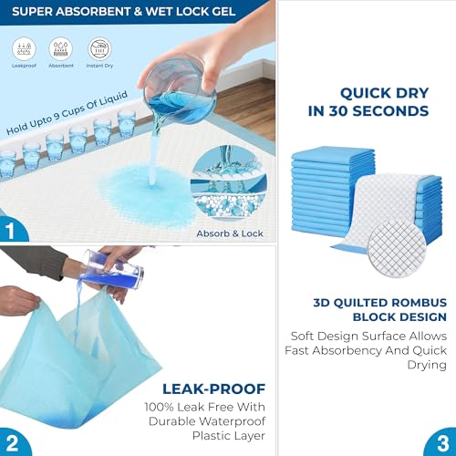 Image of PETSAPIENS India Made XL Pet Training Pee Pads (100, 60X45 cm) Dogs | Adhesive Tape | High Amount Super Absorbent Material I 8 Layers (2 Hidden) | Built in Pet Attractant | Moisture Free Zipper Pack