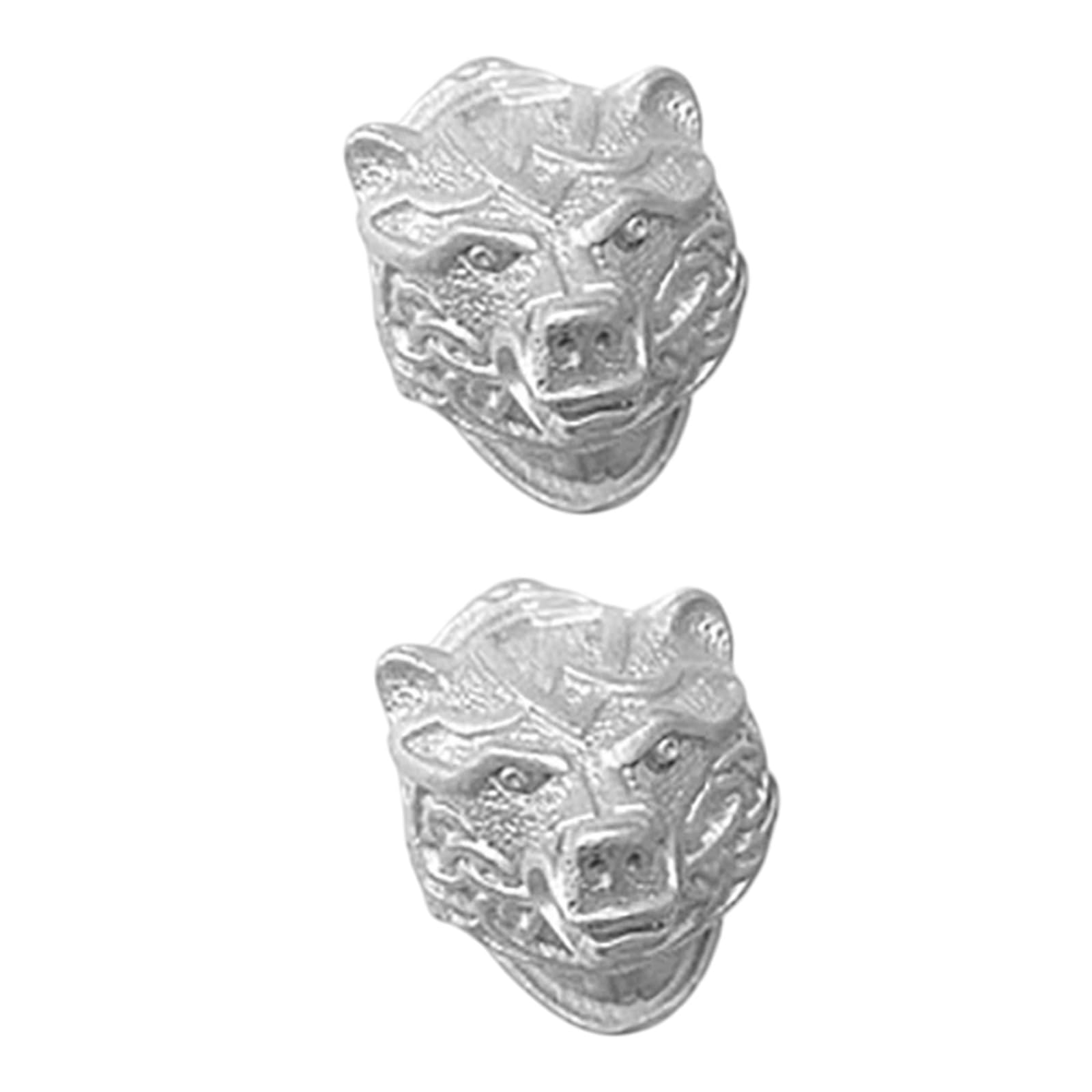 Kaeltsyn Wolf Head 2Pcs Stainless Steel Tool Handle Heads For Enhanced Durability And Secure Grip In Professional Applications Cutter Pommels And Guards