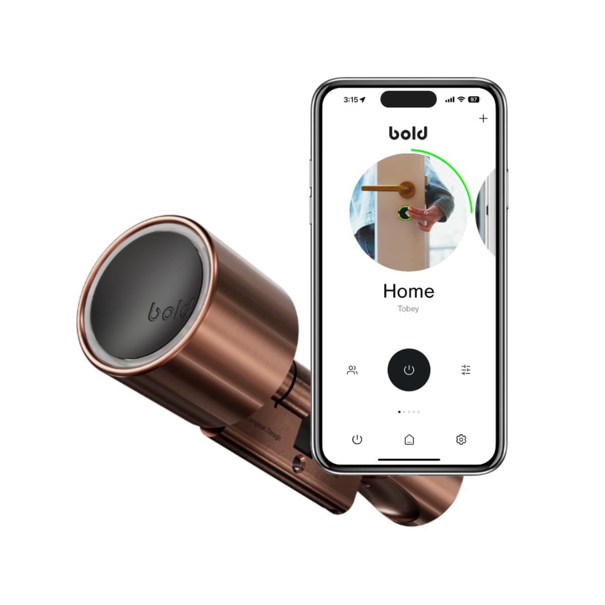 Bold – Elite Smart Lock SX33 – inteligentny zamek do drzwi bez klucza – Bluetooth i Wi-Fi – łatwa instalacja – sterowanie aplikacją – miedziany