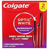 Colgate Optic White Overnight Teeth Whitening Pen, Enamel Safe and Vegan, Teeth Stain Remover to Whiten Teeth, Teeth Whitening for Sensitive Teeth, 35 Nightly Treatments Per Pen, 0.08 Oz,2 Pack