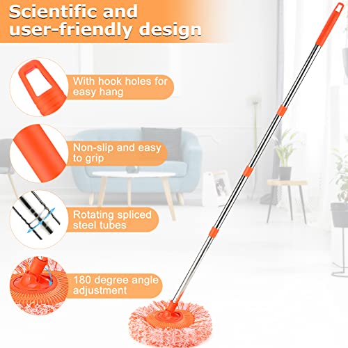 59 In Adjustable Cleaning Mop, Globalstore 180° Rotatable Mops For Floor Cleaning With 4 Reusable Heads, Cleaning Mop For Floor Mop For Floor Door Window Ceiling And Bathroom Cleaning (Orange) #TOP2