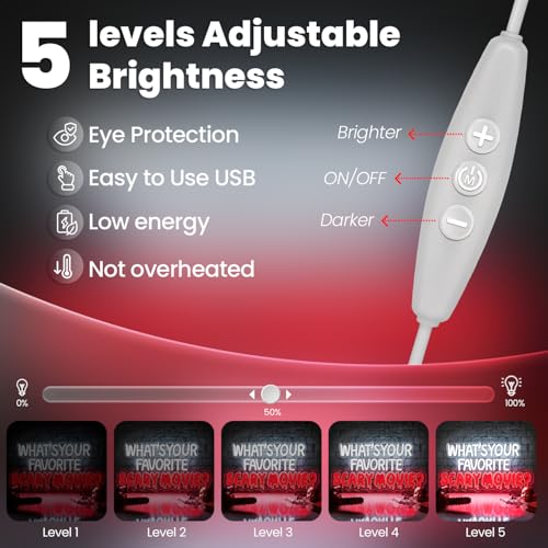 Lxmoneon What's Your Favorite Scary Movie Enseigne lumineuse, lumière néon LED à intensité variable USB, style gothique, idéale pour une chambre, un bar ou une fête d'Halloween – vue 4