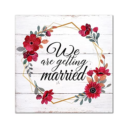 Panneau en bois We're Getting Married de salon, style bohème chic unique - 30,5 cm