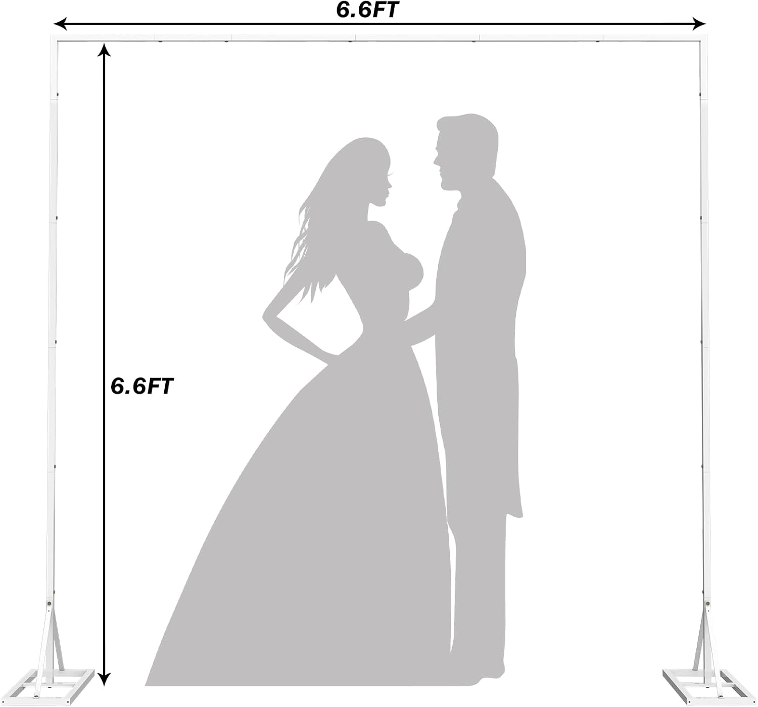 6.6FT Wedding Arch for Ceremony, Ballon Arch Backdrop Stand, Garden Arbor Backdrop Frame, Photoshoot Square Metal Frame Arch for Party Background Decoration (White)