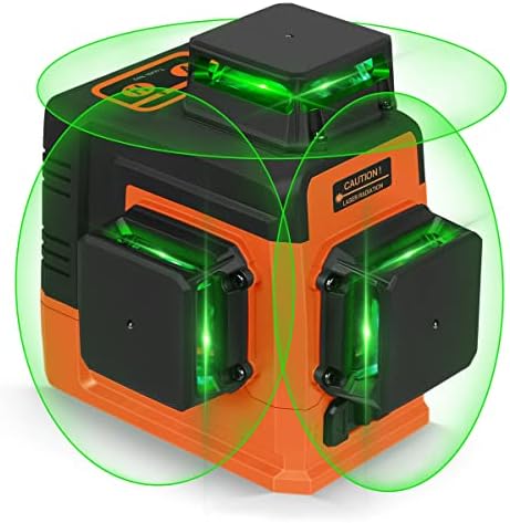 Takamine 12 Lines Laser Level Self Leveling 3x360° 3D Green Cross Line for Construction/Picture Hanging, Remote Controller, Rechargeable Li-ion battery, Magnetic Stand and portable bag