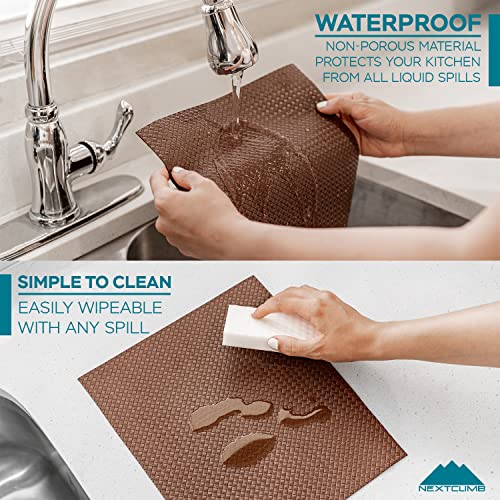 Shelf Liner Non Slip, Waterproof Thick Drawer Liners, Durable Grip Non-Adhesive Kitchen Cabinet Liner, Washable Fridge Liner Mat Cover For Pantry Shelves Storage Refrigerator Organizer (10 Ft, Brown) #TOP3