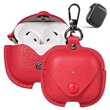 Maxjoy Custodia in pelle per AirPods 4, per AirPods di quarta generazione, custodia protettiva per AirPod Gen 4, con portachiavi, compatibile con Apple AirPods di quarta generazione 2024, rosso