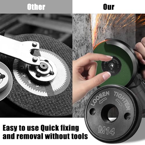 MCTNCT Schnellspannmutter M14 für Winkelschleifer von AEG, Metabo, Makita, Flex, Black & Decker, Dewalt, Hitachi etc. Winkelschleifer Zubehör, Schnellverschlussmutter aus Kohlenstoffstahl