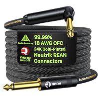 Gold-Plated Neutrik Rean Connectors - A trusted name in the audio industry, these gold-plated connectors ensure 100% compatibility with your Switchcraft 1/4" mono 2-conductor input jacks, while protecting both your guitar and amplifier. 18 Gauge 99.9...