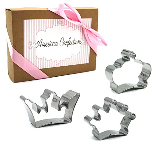American Confections Crown Cookie Cutter Princess, Birthday, Tea Party - Set of 3