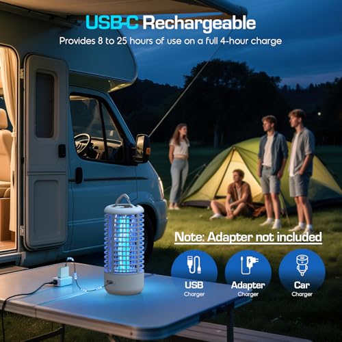 Lampada Antizanzare, Anysun Zanzariera Elettrica Con Luce Led Per Interno Ed Esterno, Zanzare Elettrico 3000V Impermeabile, Lampada Zanzare Per Casa, Patio, Cortile, Giardino, Campeggio - 4