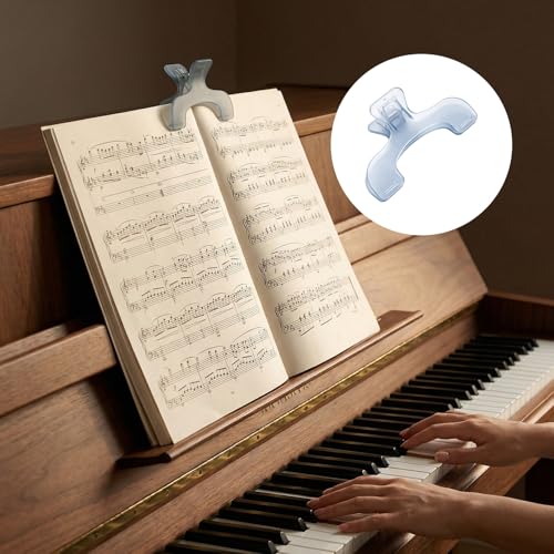 Strong Book Clip - 2 PCS Transparent Blue Book Page Holder Clips, Plastic Reading Page Holder Opener Accessories, Multifunctional Practical Pages Holder Bookmark Clip for Cookbooks, Music Sheets