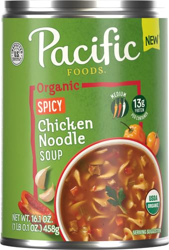 Image of Pacific Foods Organic Spicy Chicken Noodle Soup, 16.1 oz Can (Pack of 2)