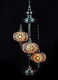 Handgemaakt Lampe turque - Lampe orientale - Lampadaire - Marron - 3 boules - mosaïque