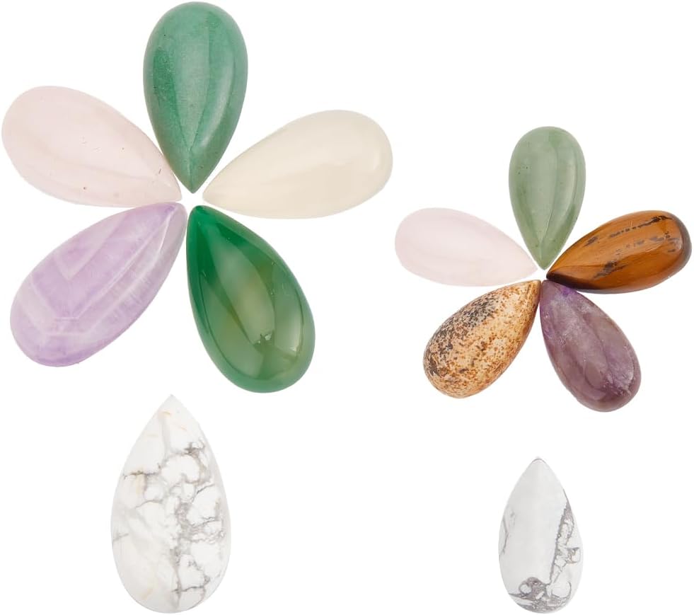 40 Cabujones Ovalados De Piedras Preciosas Naturales - 20 Colores, 8x13x5 Mm, Para Hacer Joyas (Anillos, Collares, Etc.)