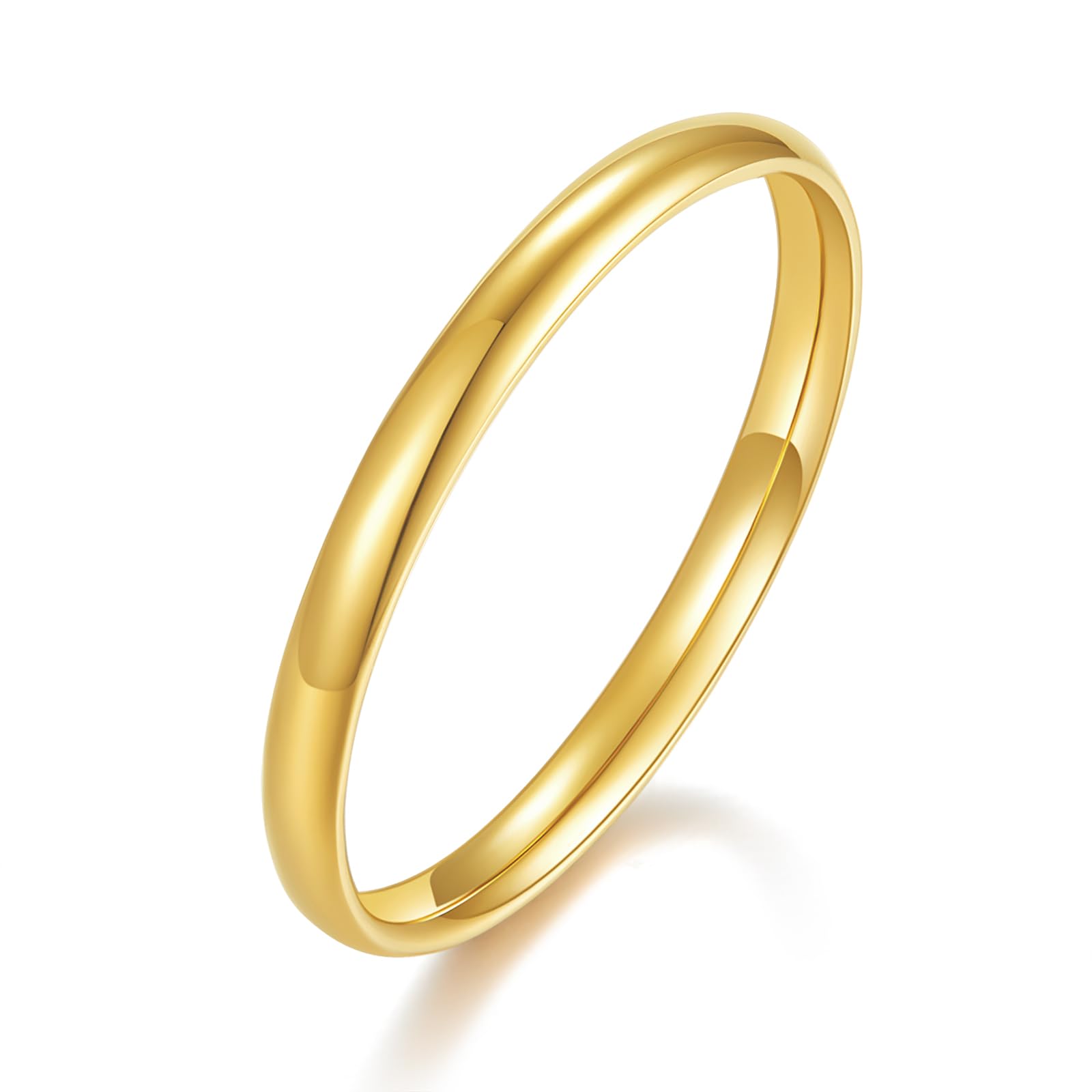 Boruo Women's 925 Ring, Plain Dome is Durable, Comfort Fit Wedding Band 2mm Ring, Sterling Silver, na