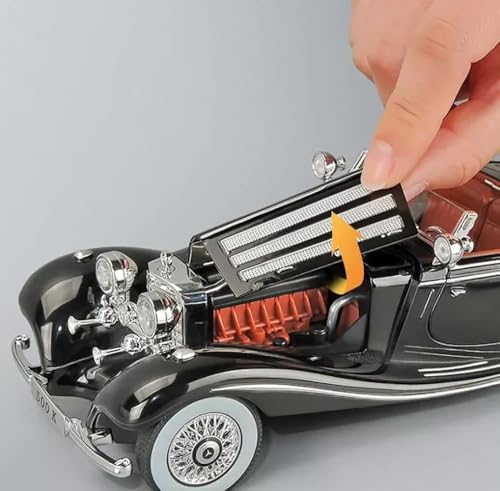 Image of 1:24 Benz 500K Toy Car Model, Diecast Collectible Pull Back Model Car with Sound and Light, Retro Classic Car Toy Gift Vehicles for Adults, Kids, Boys, and Girls (Black)