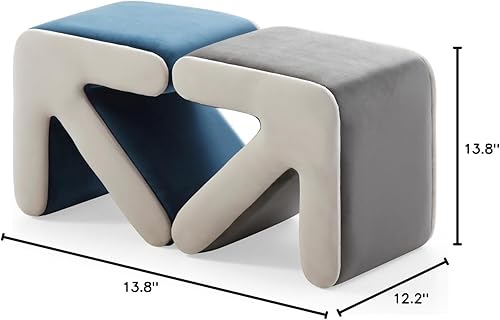 Miniatura 14 de TRIPLE TREE Reposapiés de flecha, taburete tapizado de terciopelo, taburete multifacético, mesa de centro otomana, reposapiés, reposapiés con diseño