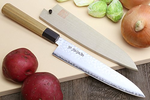 Yoshihiro Vg-10 46 Layers Hammered Damascus Gyuto Japanese Chefs Knife (Octagonal Ambrosia Handle) (8.25" (210Mm) #TOP1