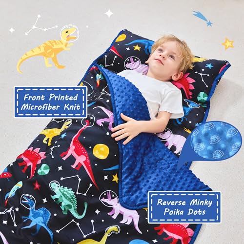 Image of Lasoftan Toddler Nap Mat with Pillow and Blanket, Extra Large Rolled Napping Mats,Slumber Bags for Boys Girls,Kids Sleeping Bag for Daycare, Preschool Travel Camping