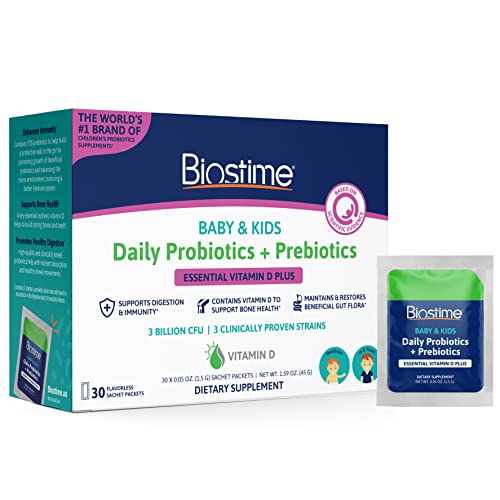 Biostime Baby Probiotic for Kids,Toddler & Infants - Vitamin D Kids Probiotic Powder & Prebiotics | Immune Support for kids | Constipation Relief for babies | Digestion, Gut Health | 30 Single Packets