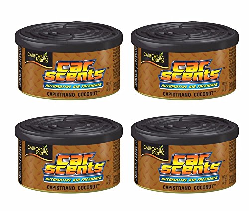 Image of California Scents CCS-416TR Coconut Car Air Freshener, Set of 4, Long Lasting Fruity Fragrance, Environmentally Friendly, Light Weight Organic Product