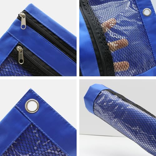 Image of Pencil Pouch for 3 Ring Binder, Heavy Duty Canvas Dual Zipper Pen Bag with Clear Window, Smooth Metal Zipper, Fit Standard 3-Ring Binders for School Office Travel Supplies (Blue)
