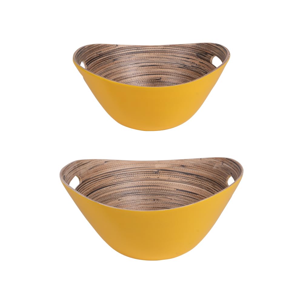 Table Passion - Set de 2 saladiers Bambou jaunes 30 et 25 cm