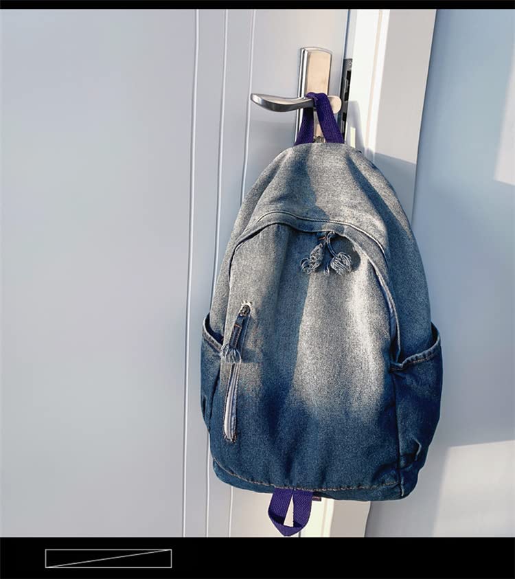 LUOLINGONGJUE® New Simple Schoolbag – Denim Canvas Washed Versatile Backpack for Men & Women, Couples 4