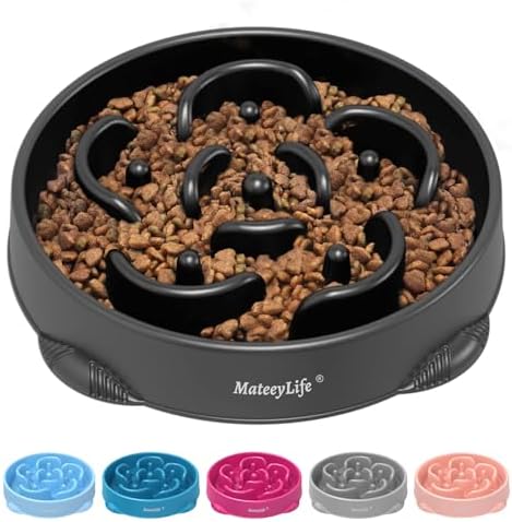 Mateeylife Hundenapf, Anti Schling Napf Hund für MittelgroßE und GroßE Hunde, Slow Feeder Hund FöRdert Eine Gesunde Verdauung,1 Stück Große, Schwarz