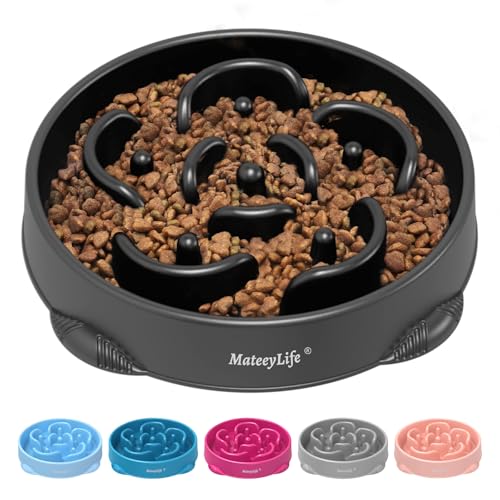 MateeyLife Gamelle Anti Glouton pour Chien - Bol Puzzle Gamelle Anti Glouton Chien Moyen Antidérapant Interactif pour Ralentir l'Alimentation(Noir 26,5 cm)