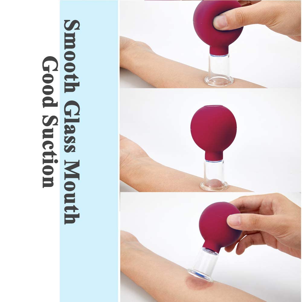 Orbica Sport Glass Facial Cupping Professional Massager Set- 4Pcs Silicone Vacuum Suction Face Massage Cups Anti Cellulite Lymphatic Therapy Sets For Eyes,Face And Body (Pack Of 4) 4