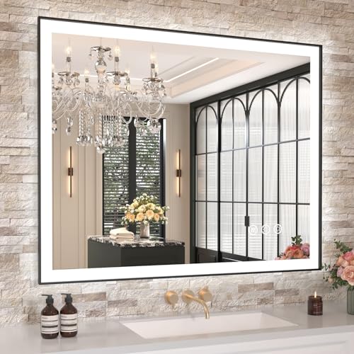 Amorho LED Bathroom Mirror, 40"x 32" Front Light and Backlit(Controlled