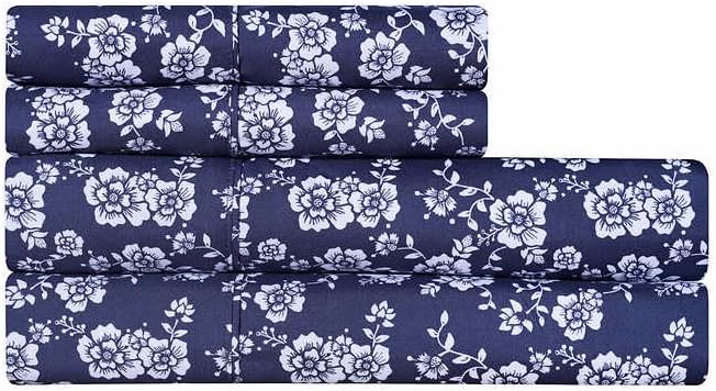 Miniatura 2 de Juego de sábanas de 6 piezas de microfibra cepillada extra suave, tamaño King (estándar de Estados Unidos) (floral jazmín)