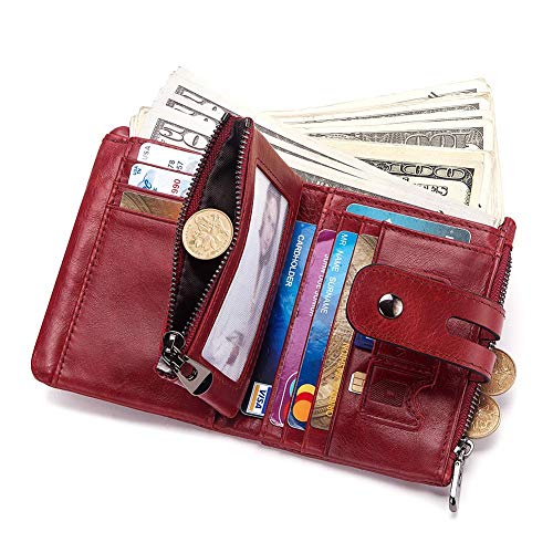 Image of boshiho Genuine Leather Bifold Chain Wallet for Men RFID Blocking | Heavy Duty Steel Anti-Theft Chain & 2 Zipper Coin Purse. Perfect for Bikers, Daily Commute, Gift for Dad /Husband