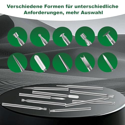10Stück Holzschnitzwerkzeug Set kompatibel mit Dremel Rotationswerkzeuge Zubehör，3mm Schaft Verschiedene Schnitzbits，Gravierbohrer Holz für Holz Schnitzen, Gravieren, Bohren, Mikro und Skulptur
