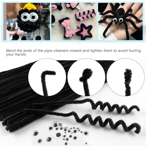 TOAOB 100pcs Tige de Fil Chenille Thème Cure Pipes avec 100pcs Yeux Mobiles Autocollants Loisirs Creatifs Idéal pour Créer Toutes Sortes d'animaux Travaux Manuels - vue 3