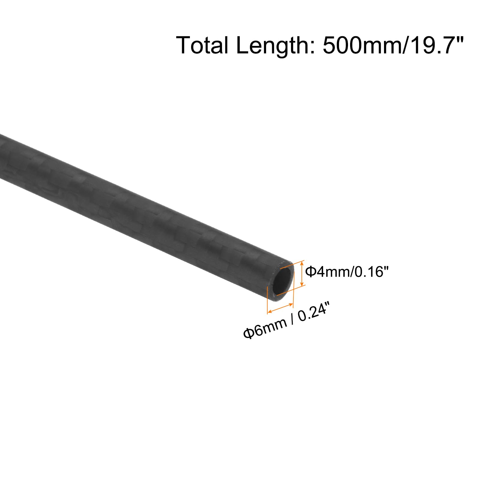 QUARKZMAN 4 Stück Kohlefaserrohr 4 x 6 x 500mm Matte Oberflächenstange 3K Rollenwickel Kohlefaser Rundrohr für RC Flugzeug Multicopter
