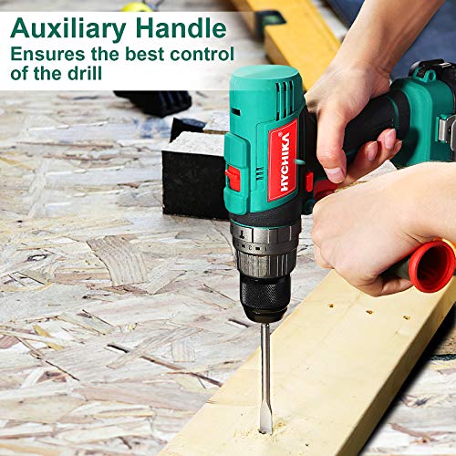Cordless Hammer Drill Driver 18V, Hychika 400 In-Lbs Torque Power Drill With Auxiliary Handle thumb #7